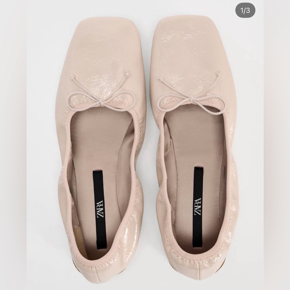 Zara Patent Ballet Flats with Bow